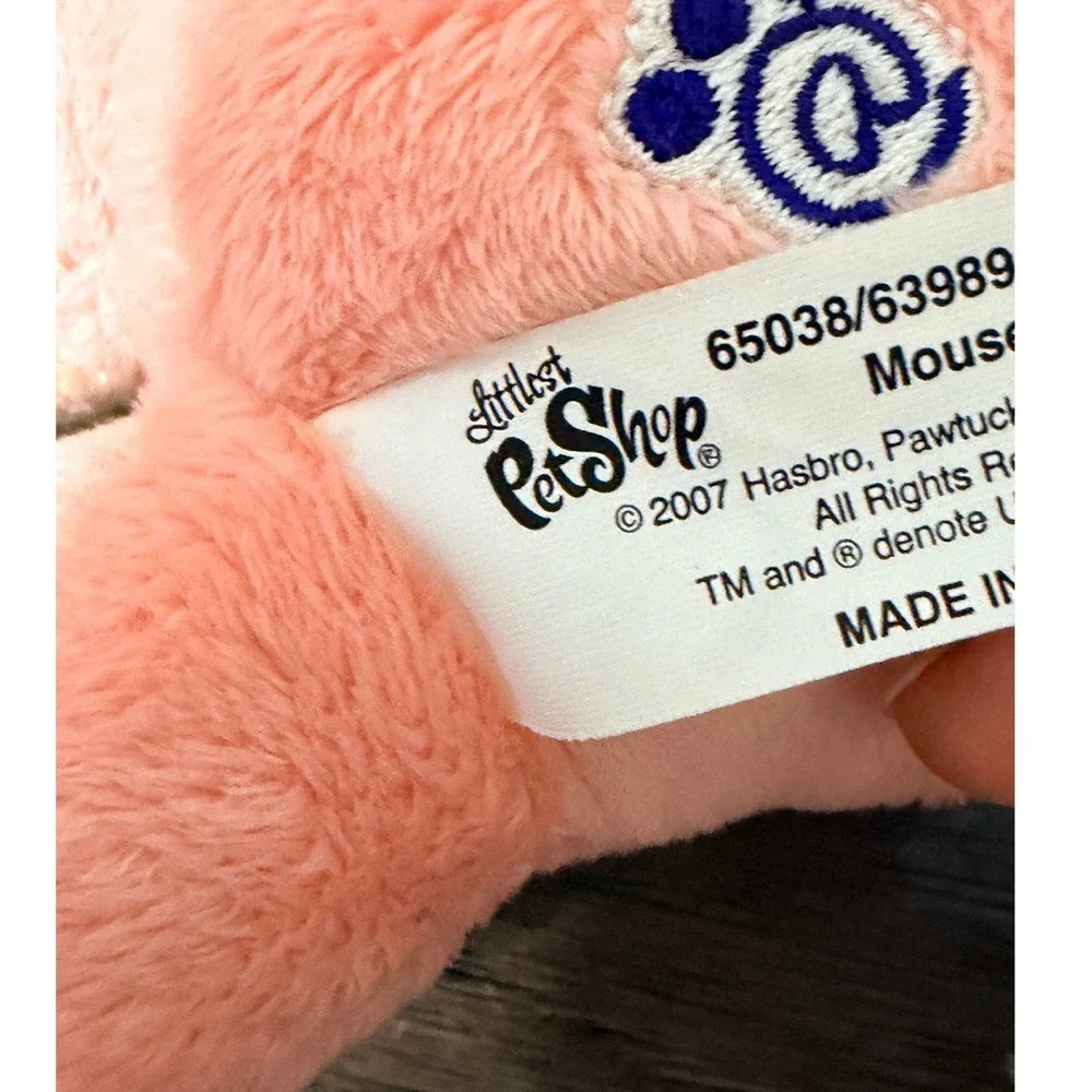 Littlest Pet Shop Pink Mouse Plush 2007 Hasbro LPS Stuffed Animal Glitter Eyes